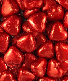 1KG Bulk Bag Red Foil Wrapped Chocolate Hearts