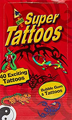 Super Tattoos Bubble Gum & Exciting Tattoos 200 Piece  Box - Lollies  'N Stuff