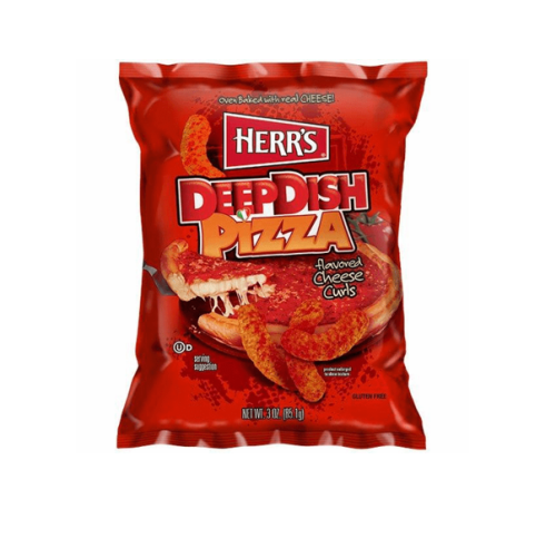 Herrs Deep Dish Pizza Flavoured Cheese Curls Chips 85.1g Bag