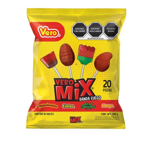 Vero Mix Banda Fuego Assorted Chili Lollipops 20 Piece 290g Bag